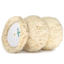 Pads de polimento de lã Woolous 7" natural, kit com 3, fixação por tiras autocolantes Pads de polimento de lã Woolous 7" natural, kit com 3, fixação por tiras autocolantes