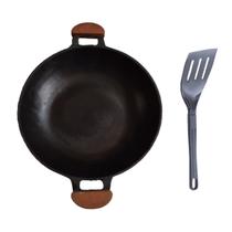 Paella Alumínio Antiaderente Alça Madeira Meia Lua 34cm Paella Alumínio Antiaderente Alça Madeira Meia Lua 34cm
