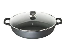 Paella Ferro Fundido Alça Ferro Tampa Vidro Santana 26 Cm