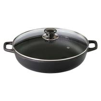 Paella Ferro Fundido Alça Ferro Tampa Vidro Santana 36 Cm