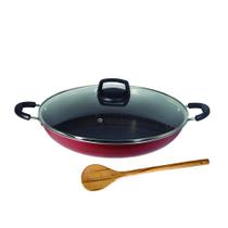 Paella Frigideira N30 Tacho Antiaderente Tampa Vidro Cereja Paella Frigideira N30 Tacho Antiaderente Tampa Vidro Cereja
