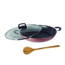 Paella Frigideira N30 Tacho Antiaderente Tampa Vidro Rosé