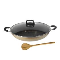 Paella Tacho N32 Antiaderente com Tampa Vidro Colher Nude