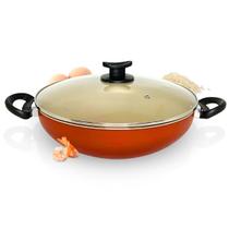 Paellera Frigideira Wok Antiaderente Premium Tampa de Vidro