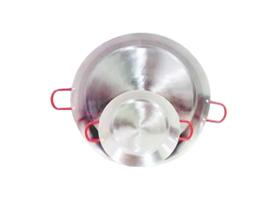 Paellera Tacho Aço Inox 2mm 3 Litros 35cm Alça Vermelha