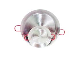 Paellera Tacho Aço Inox 2mm 9 Litros 50,5cm Alça Vermelha