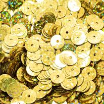 Paetê Metalizado Dourado Holográfico 8mm 3100pçs 125g Artesanato