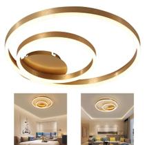 Paflon Lustre Sobrepor Orbita Luxo Led Decoraçao Rustica Aneis 2 em 1 Luminaria Lampada Led Suspensa Enfeite Sala Estar Jantar Casa Loja Iluminaçao