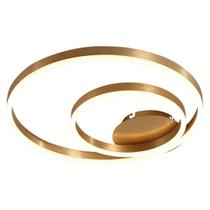 Paflon Orbita Dourada Sobrepor 50 cm Luxo Decoraçao Rustica 2 Aneis Moderna Sala De Estar Luminaria Led Teto 2 Em 1 Iluminaçao Casa Loja Repceçao