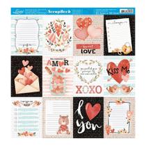 Página para Scrapbook Dupla Face Litoarte 30,5 x 30,5 cm - Modelo SD-1186 Amor Aquarela Tags Cards