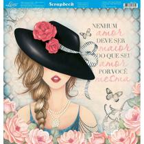 Página para Scrapbook Dupla Face Litoarte 30,5 x 30,5 cm - Modelo SD-772 Dama e Rosas