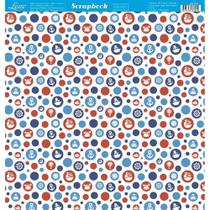 Página para Scrapbook Dupla Face Litoarte 30,5 x 30,5 cm - Modelo SD-831 Poás Vermelhos e Azuis