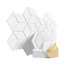 Painéis Acústicos Autoadesivos Hexagonais Pretos, Pacote Com 12, Espuma Isolante De Som, Eliminador