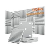 Painéis Acústicos De Espuma 12/24 Peças Com Ranhura Triangular Para Redução De Ruído E Isolamento