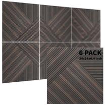 Painéis acústicos de parede TO-TH Rustic Walnut 72x48in, pacote com 6