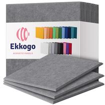 Painéis acústicos Ekkogo, pacote com 12, 30x30x1cm, à prova de som, cinza seixo Painéis acústicos Ekkogo, pacote com 12, 30x30x1cm, à prova de som, cinza seixo