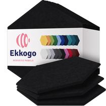 Painéis acústicos Ekkogo, pacote com 12 painéis de parede insonorizados pretos Painéis acústicos Ekkogo, pacote com 12 painéis de parede insonorizados pretos