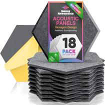 Painéis acústicos Sonic Acoustics Hexagon, pacote com 18, cinza escuro Painéis acústicos Sonic Acoustics Hexagon, pacote com 18, cinza escuro