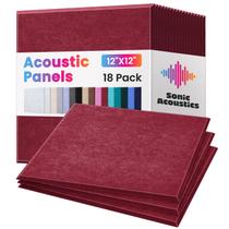 Painéis acústicos Sonic Acoustics, pacote de 18, 30x30x1cm, vinho tinto Painéis acústicos Sonic Acoustics, pacote de 18, 30x30x1cm, vinho tinto