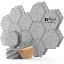 Painéis acústicos Soundsbay Hexagon, pacote com 18, cinza de alta densidade Painéis acústicos Soundsbay Hexagon, pacote com 18, cinza de alta densidade