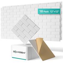 Painéis acústicos Soundsbay, pacote com 18, isolamento acústico, 30x30cm, brancos