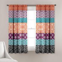 Painéis de cortina de janela Lush Decor Bohemian Stripe 130x160cm