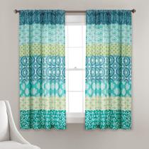 Painéis de cortina de janela Lush Decor Bohemian Stripe 132x160cm