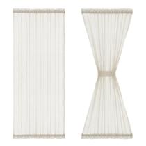 Painéis de cortina de porta franceses transparentes FMFUNCTEX Linen 180 cm de comprimento