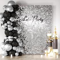 Painéis de decoração COKAOBE Silver Shimmer Wall Backdrop x24