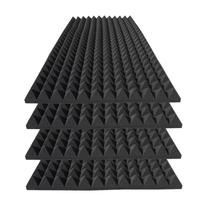 Painéis de espuma acústica KTOESHEO Pyramid 48x24x5cm, pacote com 4 unidades, pretos Painéis de espuma acústica KTOESHEO Pyramid 48x24x5cm, pacote com 4 unidades, pretos