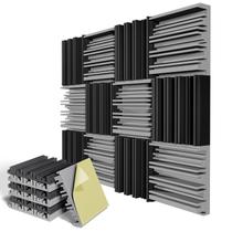 Painéis de espuma acústica LIGHTDESIRE, pacote com 12, 30x30x5cm, preto e cinza