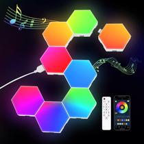 Painéis de luz hexagonais JIMIMORO Cool Music Sync RGB, pacote com 8
