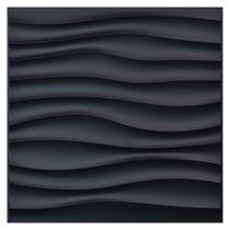 Painéis de parede Art3d PVC 50x50cm pretos 3D Wave, pacote com 12