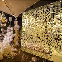 Painéis de parede Kate Square Light Gold Sequin, pacote com 12