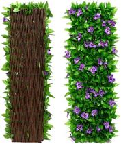 Painéis de treliça de jardim expansíveis com hera e flor artificiais