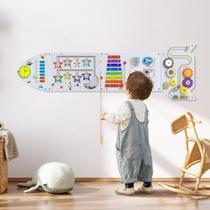 Painéis sensoriais Wall Busy Board Spacocld Rocket para crianças de 1 a 3 anos