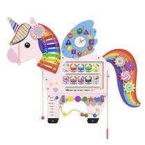 Painéis Spacocld Unicorn Activity Wall Busy Board painel de parede sensorial para crianças, quadro de atividades de parede Montessori, brinquedos de parede para crianças de 1 a 3 anos, cubo de atividades, perfeito para sala de jogos para crianças pequenas, rosa