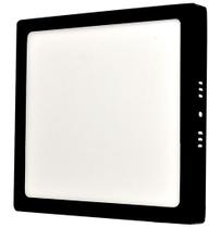 Painel 18W LED Quadrado Sobrepor Preto 22x22 6500K Branco Frio - LED Force