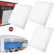 Painel 18w Luminaria Led Branco Frio Quadrado Sobrepor Kit 3