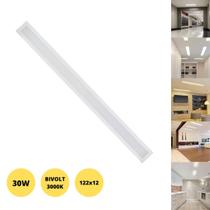 Painel 30W LED 122x12 Embutir Slim Retangular Branco Quente 3000K Bivolt