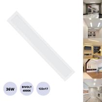 Painel 36W LED 122x17 Embutir Slim Retangular Branco Neutro 4000K Bivolt