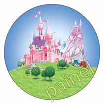 Painel 3D Castelo Disney Tecido Sublimado Redondo