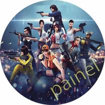 Painel 3D Free Fire Redondo Tecido Malha Sublimado