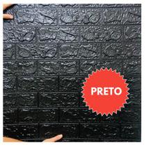 Painel 3d Tijolo Preto Espuma Adesiva 70X77cm Revestimento de Parede