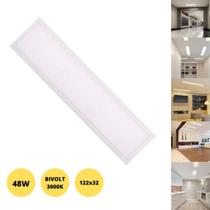 Painel 48W LED 122x32 Embutir Slim Retangular Branco Quente 3000K Bivolt