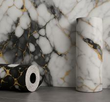 PAINEL ADESIVO DE PAREDE 3D UV MÁRMORE 3Mx60CM CARRARA GOLD LUAZA