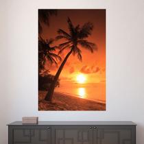 Painel Adesivo de Parede - Pôr do Sol - Coqueiros - 1446pnp