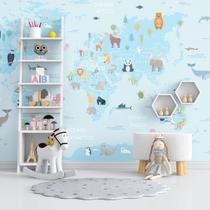 Painel Adesivo Papel de Parede Mapa Mundi N012172 3,00X2,90M