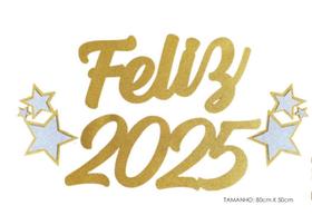 Painel Ano Novo Feliz 2025 Estrelas EVA Glitter Vivarte - Inspire sua Festa Loja