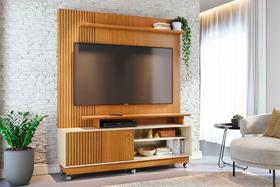 Painel Ares para TV de até 75 polegadas (COM RODÍZIOS) - Cinamomo / OFF WHITE - Madetec